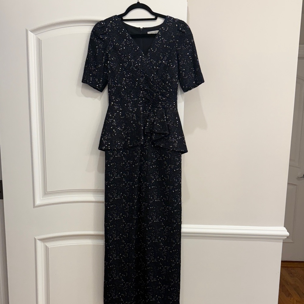 Teri Jon Elegant Navy  Evening Dress